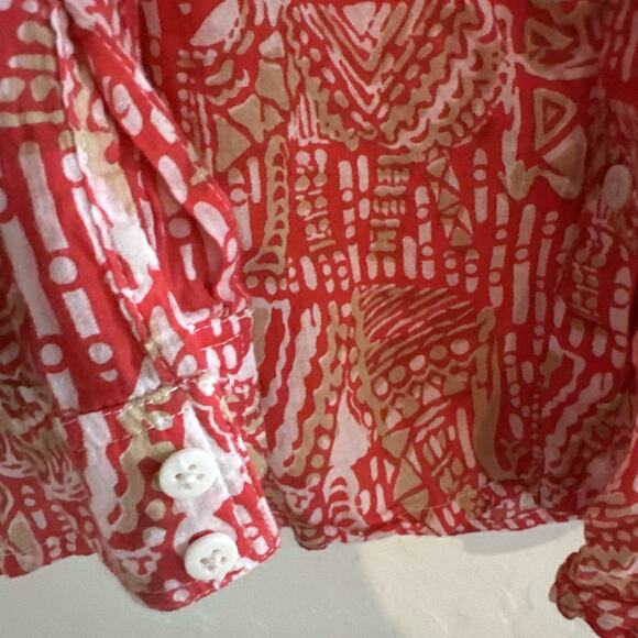 Jude Connally Button Up Shirt Women’s Large Callie Top Button Front Cotton Red - Picture 5 of 6